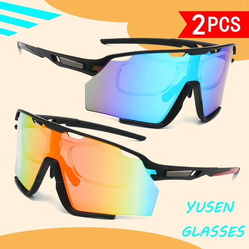 عبوتان من النظارات الشمسية العصرية الجديدة ذات الإطار الكبير في الهواء الطلق مع عدسات ملونة مطلية حقيقية، مجموعات ألوان مختلفة، للجنسين، مناسبة للارتداء في مجموعة متنوعة من حالات #1