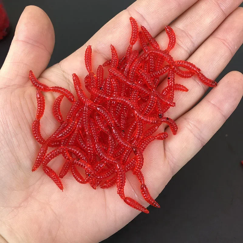 Red Worm Lure 5cm/1.97in Lifelike Fishy Smell Earthworm Stick Fishing Lures Artificial Fishing Soft Bait Pesca 50-1000Pcs