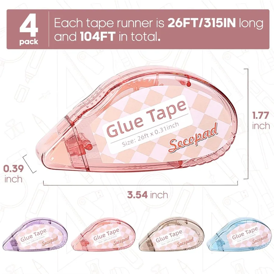 سجل القصاصات الشريط 4 حزمة مزدوجة الوجهين الشريط الأسطوانة للحرف اليدوية لاصق الغراء عداء سكرابوكينغ لوازم ل المجلات المدرسة Offi