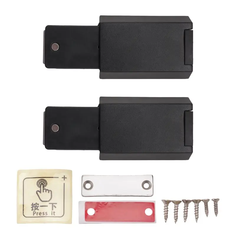 

2 Pack Heavy Duty Push Latch & Lock For Door Touch Latches And Catch Magnet Push Release Drawer Pull Tip, Black Durable
