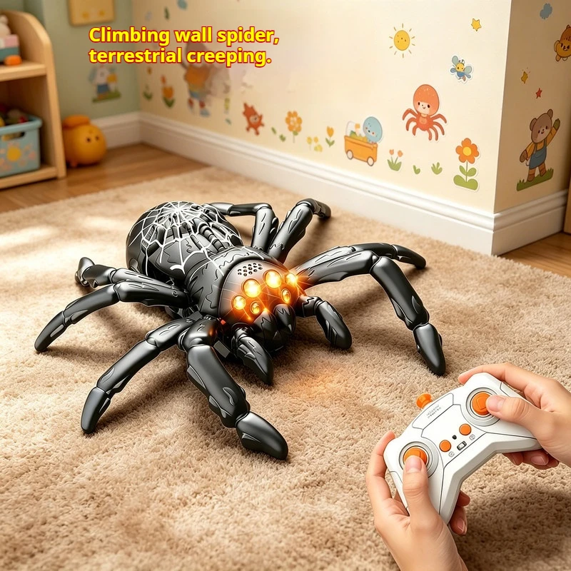 Generic Remote Control Wall Climbing Spider Toy 360 Rotation Simulation Electronic Animal Prank Game Indoor Party Entertainment