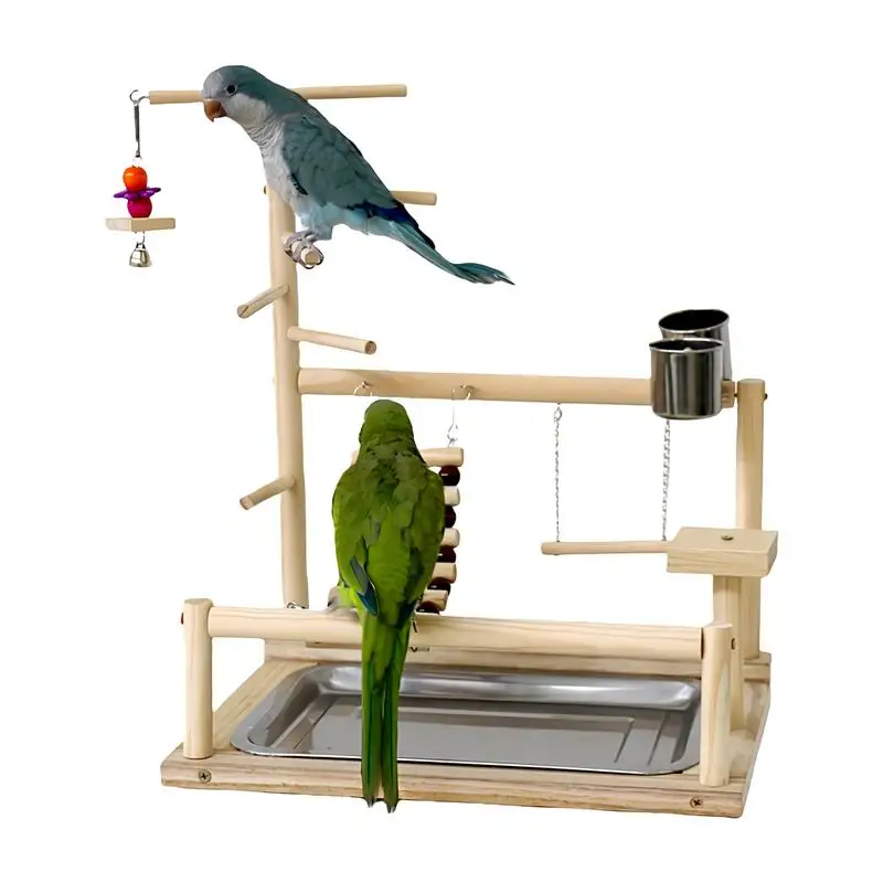 Bird Perch Stand Bird Play Gym Playground Wood Perch Gym Natural Wood Bird Perches Stand Bird Play Gym For Birds