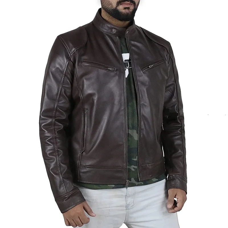 

Mens Jackets Spring Autumn Men's Fashion PU Leather Jacket Men Casual Stand collar Handsome Motorcycle Leather Coat Male Jacket