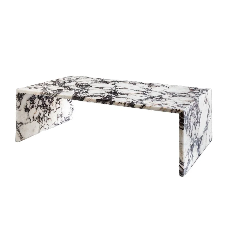 Custom Size Home Decor Rectangle Sofa Bed Side Table Calacatta Violet Square Marble Coffee Table