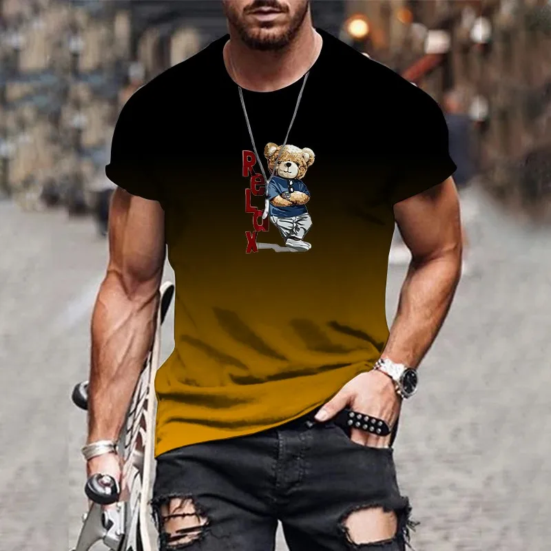 

Versatile casual 3D men's gradient T-shirt summer O-neck comfortable breathable short-sleeved loose top oversized men's XS-6XL