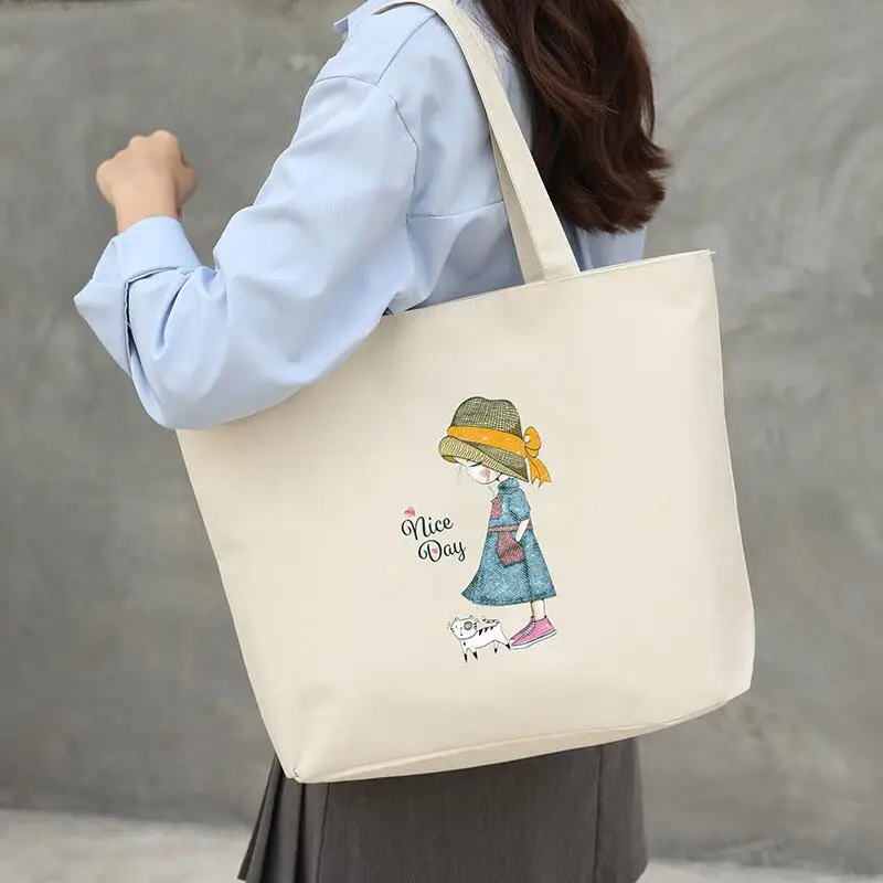 

Canvas bag, women's shoulder bag, student tote bag, large capacity hand-held sail bag