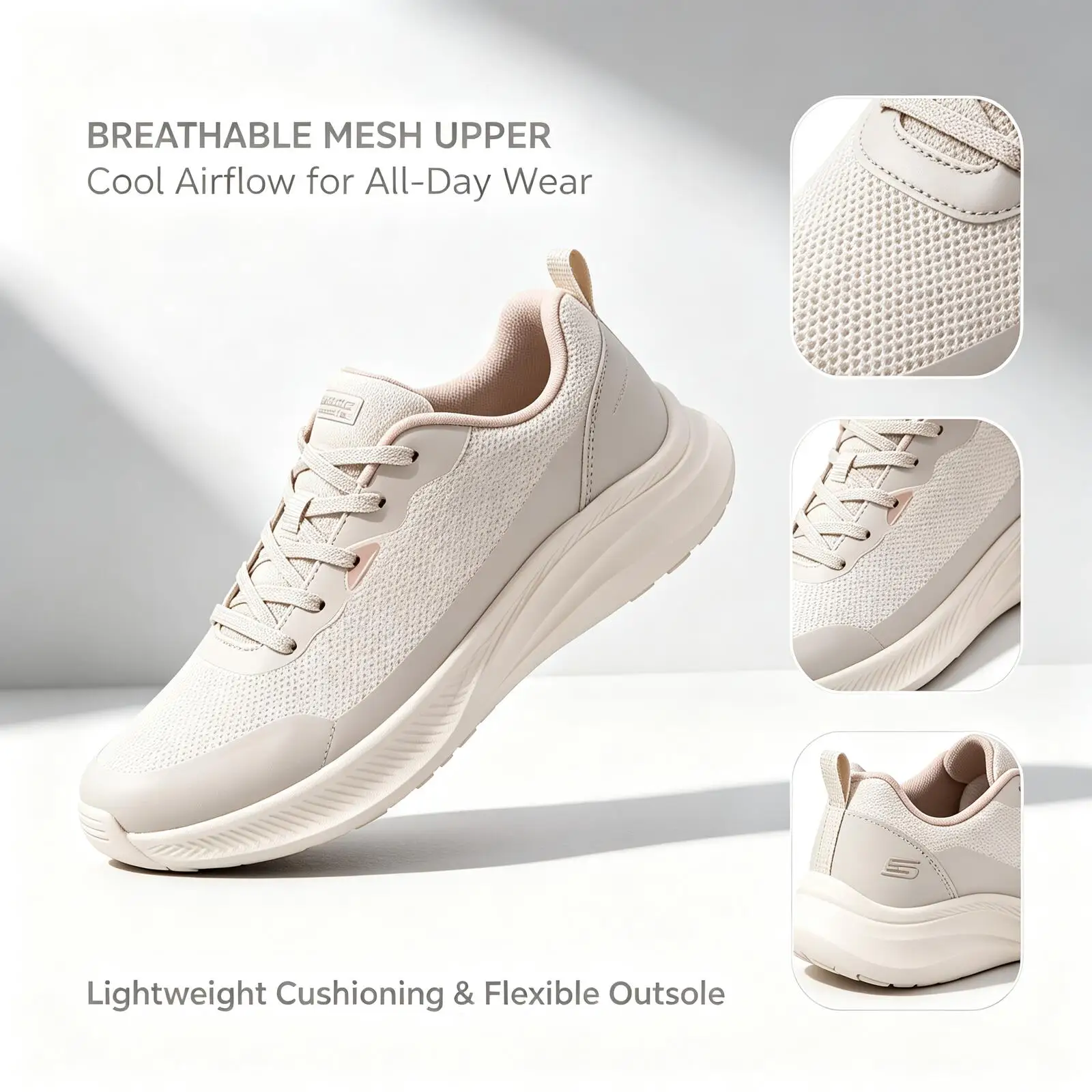 Skechers New Ladies Trainers Shock Absorbing Non Slip Outdoor Jogging All Day Walking Casual Shoes 117730-OFWT