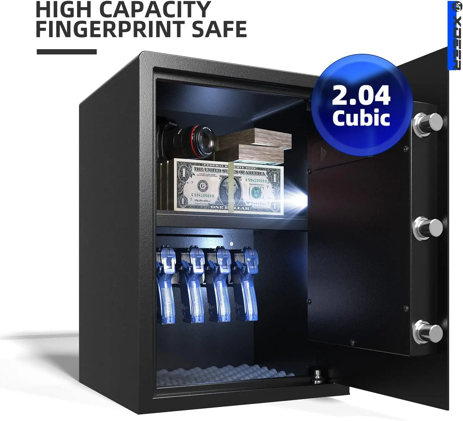 Biometric Safe Box, Quick-Access Security Safe Box with Upgraded Fingerprint, Steel Handgun Safe Lock Box for Kid/Home/Office (2