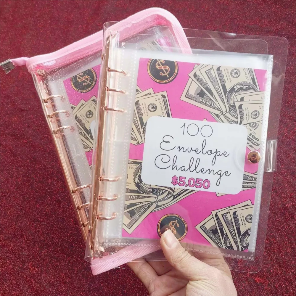 100 ซอง Challenge Binder ประหยัดความท้าทายหลวม Binder Budget Binder เงินสดซอง Money Organizer ระบบ