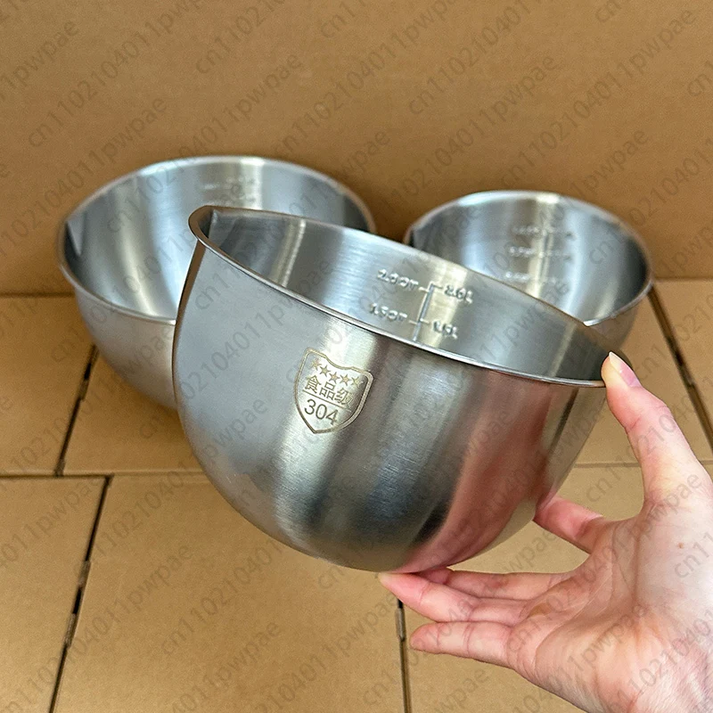 Food-Grade 304 Stainless Steel Mixing Bowl for Baking, Dough Preparation, and Vegetable Washing Home Cooking Bowl