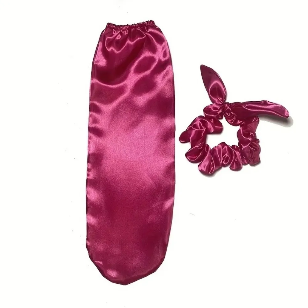 

1 Set Fashion Large Sleep Cap Elastic Hair Band Silky Satin Long Hair Bonnet Breathable Hair Protector Night Sleep Hat Daily Use