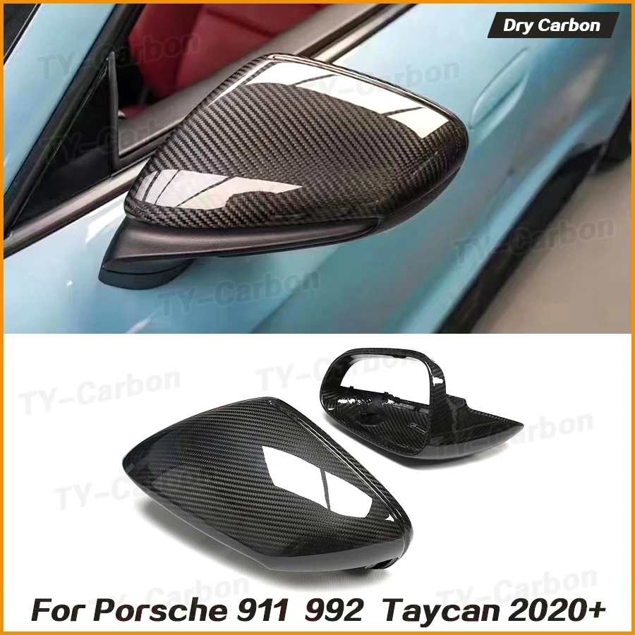 LHD RHD Real Dry Carbon Fiber Rearview Exterior Side Mirror Cover Caps For Porsche 911 992 Taycan 2019-IN OEM Style
