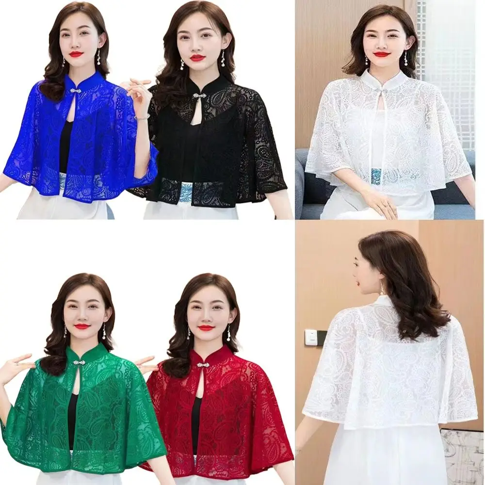 Protection Cervical Spine Spring Summer Shawl Raglan Sleeve Sunscreen False Collar Air-conditioned Shirt Tulle Shawl