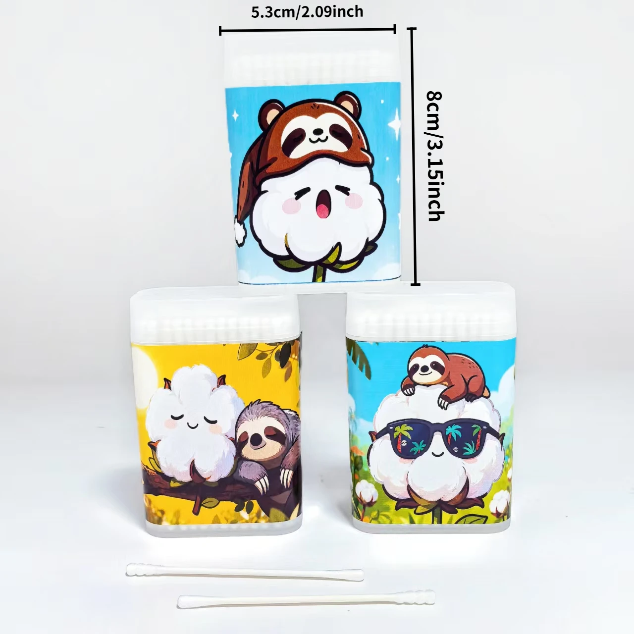 300 قطعة من مسحات القطن ذات المحور الدقيق بطابع كورا بتصميم مزدوج الرأس، تتميز برأس حلزوني ورأس مستدير