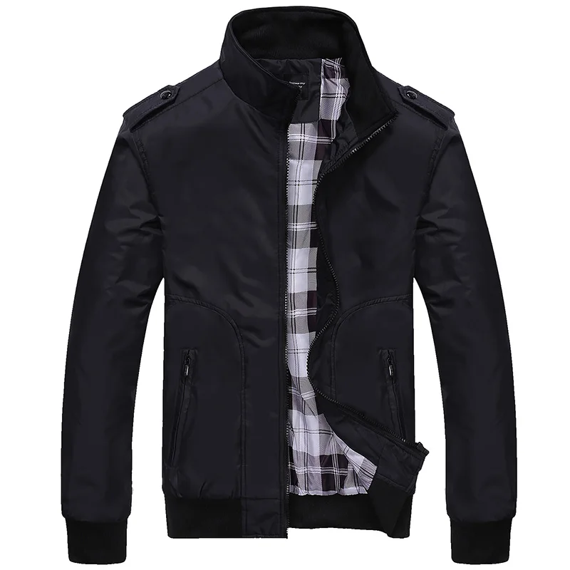 Casual Jackets Men Fashion Spring Autumn Jackets Solid Stand Collar Bomber Jackets Male Windproof Rainproof Military Overcoats