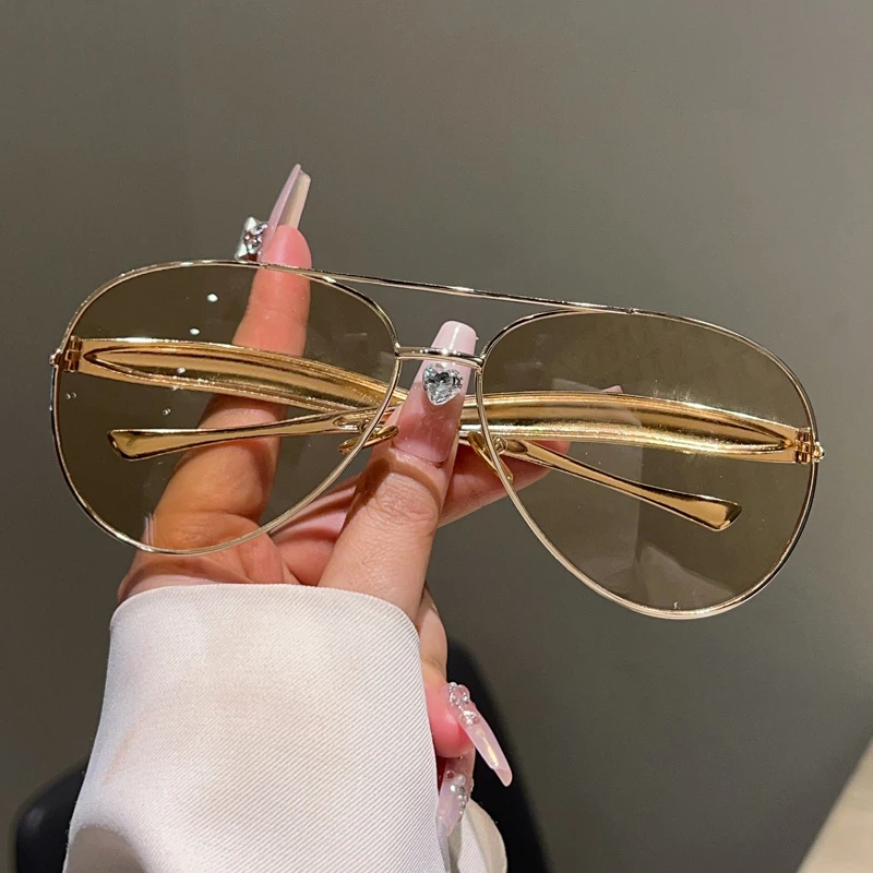KAMMPT Vintage Pilot Sonnenbrille Männer Mode Übergroßen Outdoor Shades Neue Frauen Trendy Luxus Marke Design Anti-UV Sonnenbrille – Detail 8