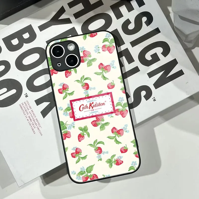 Women Fashion C-cath Kidston Phone Case 2023 For IPhone 15 14 Pro 13 11 12 XR XS MAX 7/8 X Plus 13 Black Glass Covers