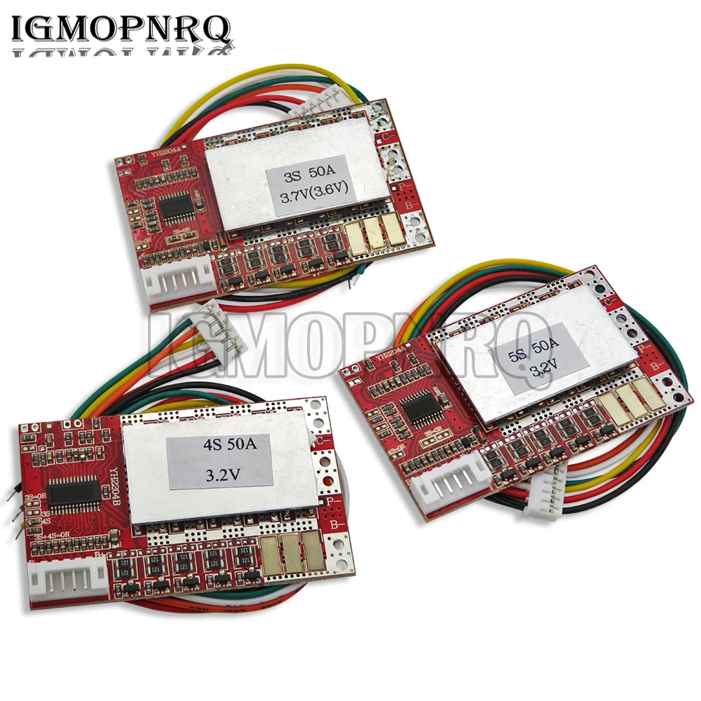 3S 4S 5S 50A BMS Board 3.2V/3.7V Iron Phosphate LiFePO4 Battery BMS 3.2/3.7V 18650 Lithium Battery Protection Board With/Balance