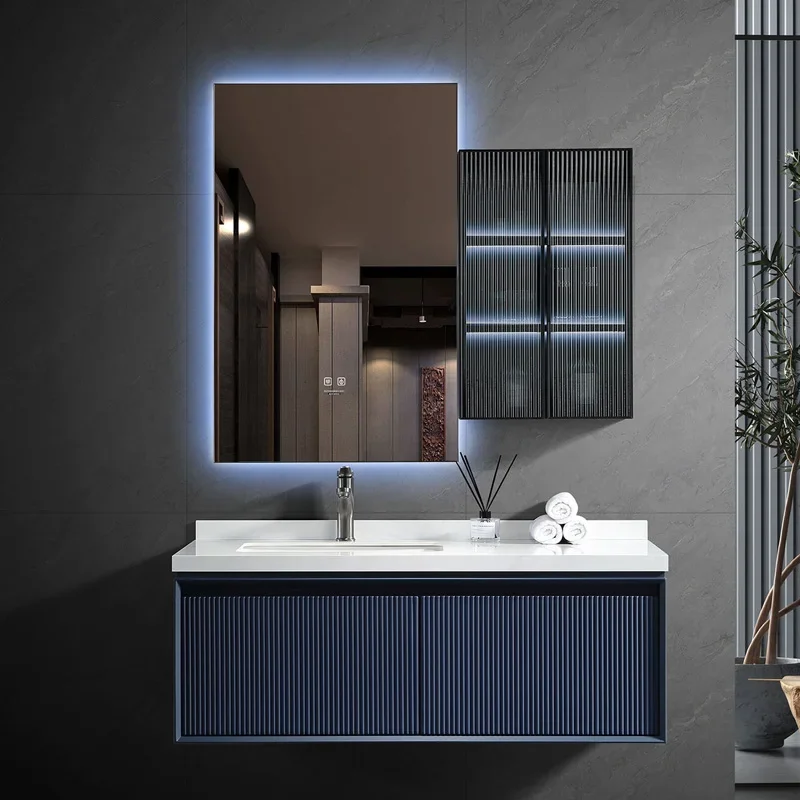 Minimalist rock slab integrated bathroom cabinet combination washstand hand washbasin pool oak skin paint