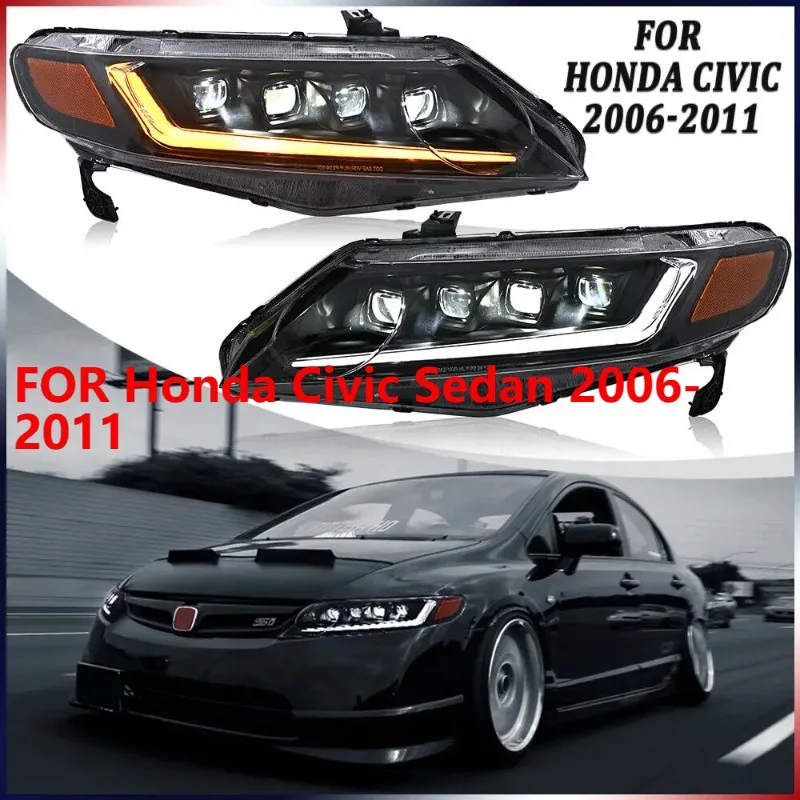 

1 пара светодиодных фар для Honda Civic Sedan 2006-2011, передние фары DRL в сборе