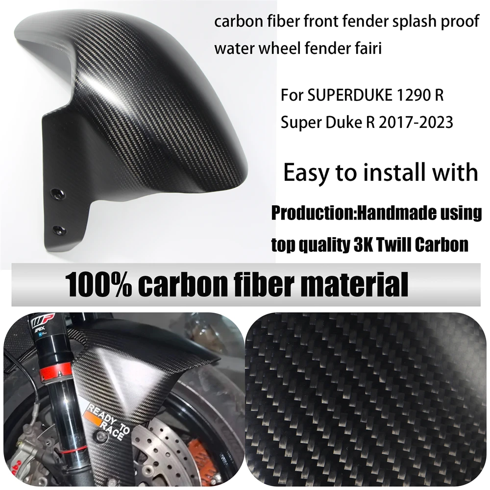 

For KTM SUPERDUKE 1290 R Super Duke R 2017-2023 100% 3K carbon fiber front fender splash proof water wheel fender fairi