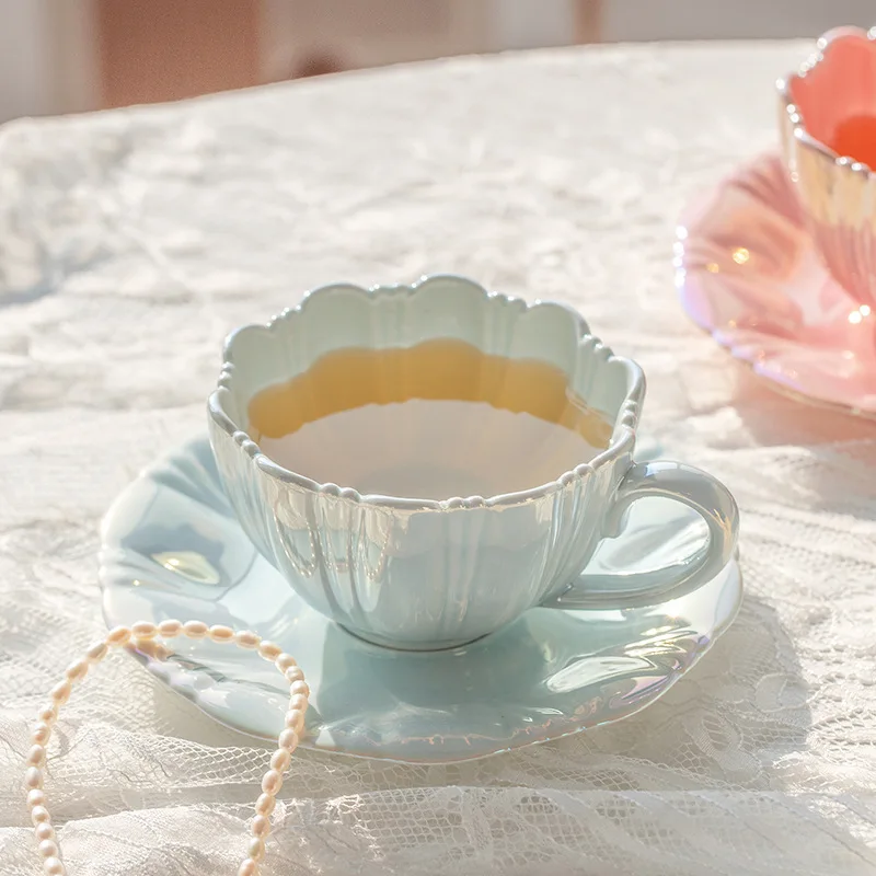 

Petals coffee cup saucer set ceramic cup gift cup afternoon tea wholesale mug ins water cup high value