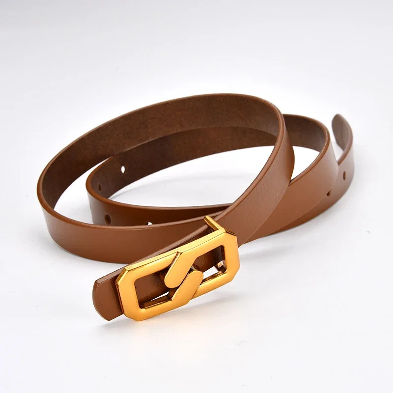 Trendy High-quality Belt with Smooth Lightning Square Buckle Fashionable Style for Daily Wear PU Creative Light Luxury Belt