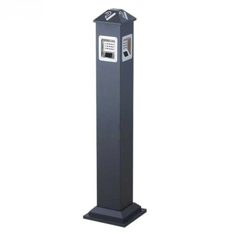 

High-grade outdoor vertical ashtray, floor-to-ceiling fixed stainless steel ash column