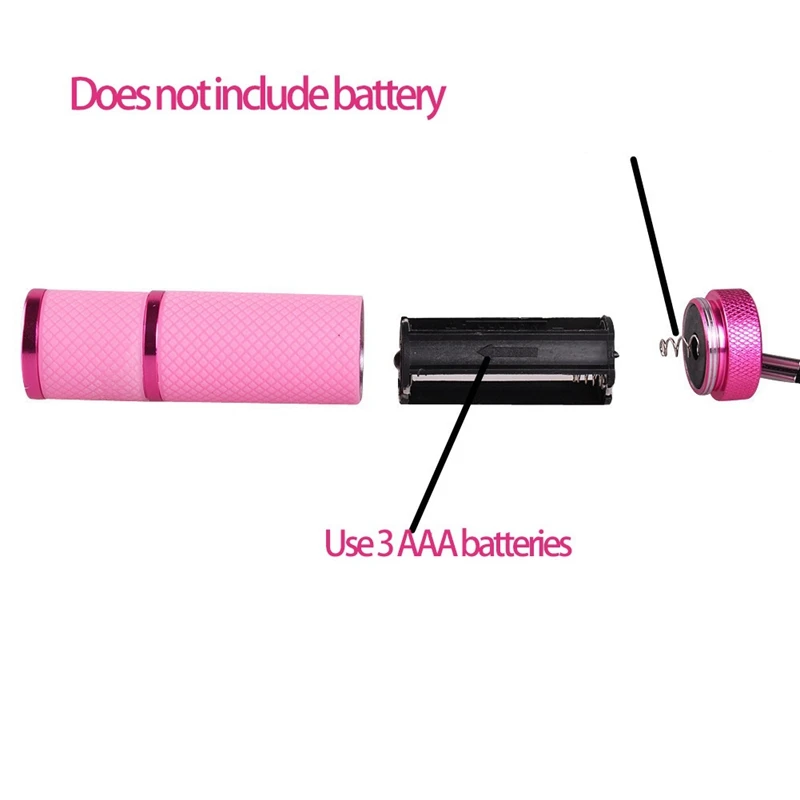 ●UV 9 LED Nail Lamp,Professional Dryer Curing Gel Polish Light Handheld Dryer Flashlight Professional Nail Art Tools,Pink-A57M