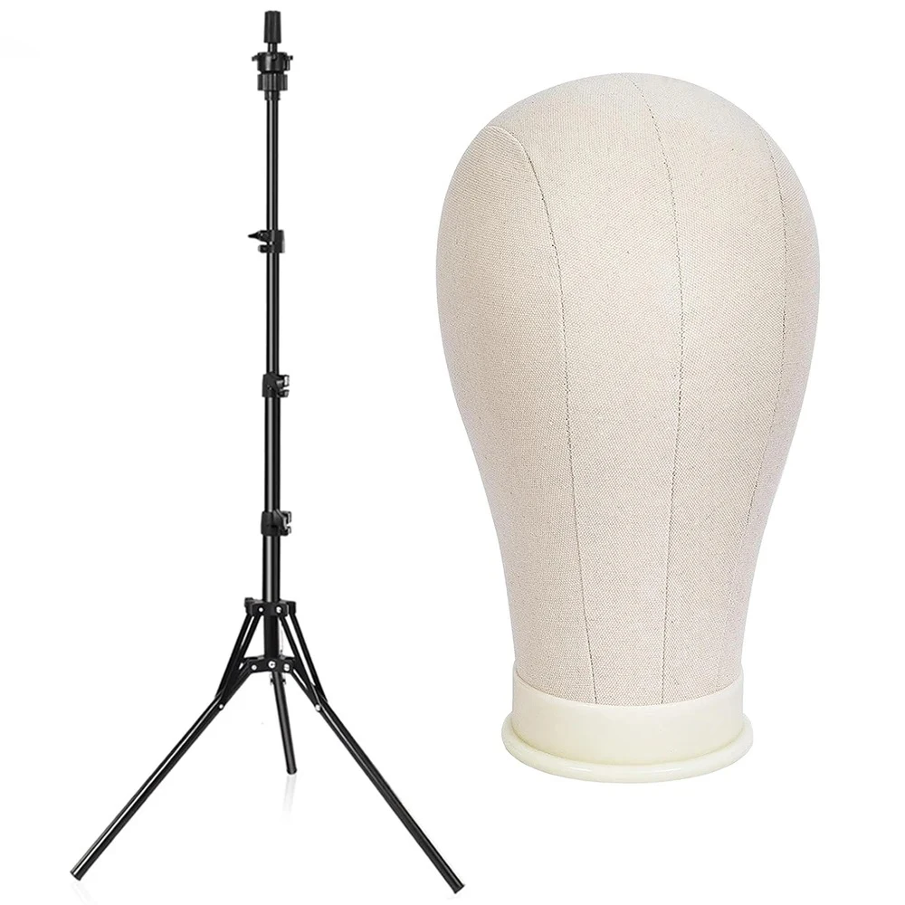 

21-24inch Canvas Block Head Mannequin Wig Head Wig Stand Tripod with Head Mannequin Head Wig Display Styling Head With Stand