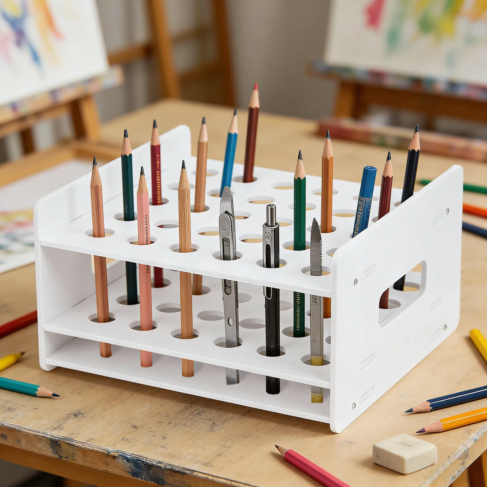 

Деревянная подставка-органайзер для ножниц, для хранения и демонстрации художественных принадлежностей и канцелярских товаров в детском классе, на домашнем рабочем столе, в школе