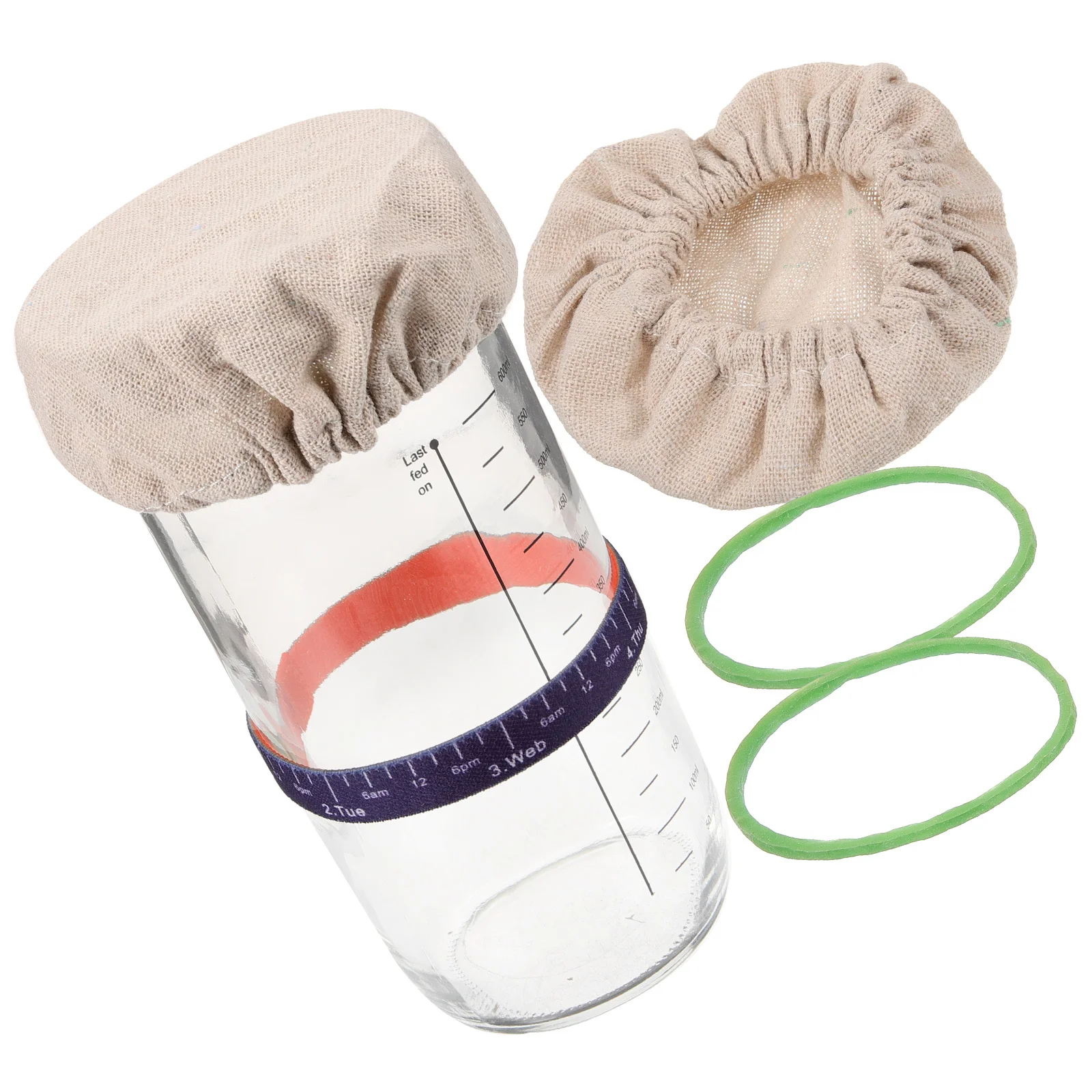 

1Set Glass Sourdough Starter Jar Set Kitchen Storage Canister for Home Baking Fermenting Food Storage with Scale Cloth Cover and