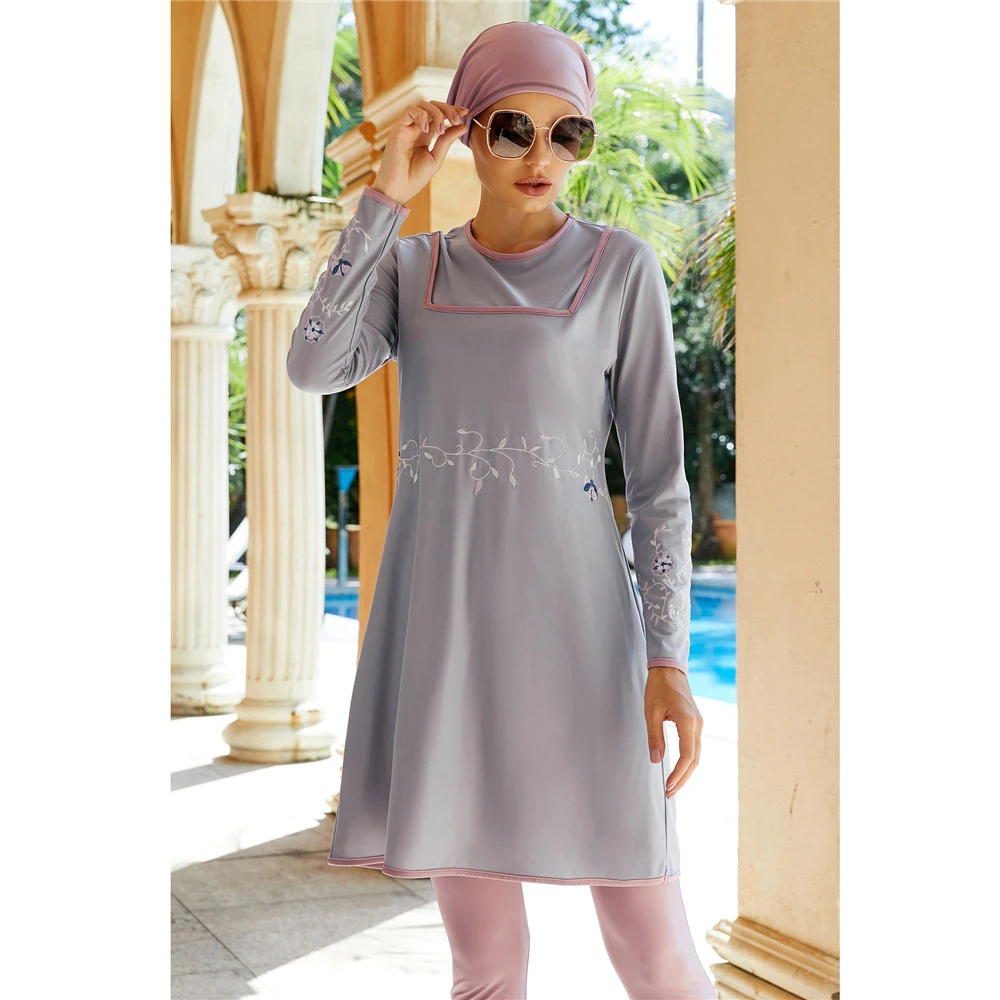 3pcs Burkini Muslim Swimwear Swimsuit Modest Women Hijab Islamic Long Sleeve Bathing Suit Swim Wear Conservative Maillot De Bain