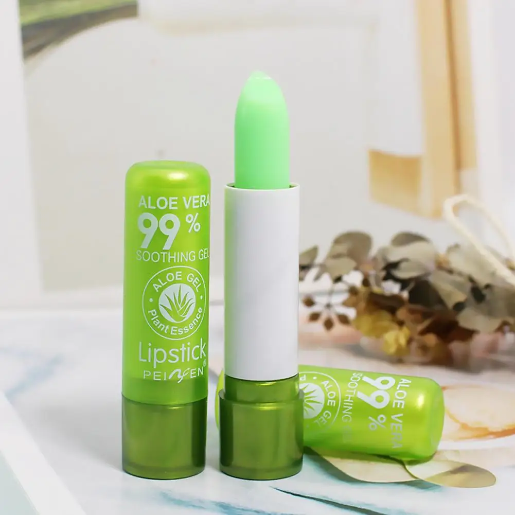 Moisturizing Aloe Vera Color-Changing Lipstick Temperature-Activated, Lip Balm for Nourishing, Anti-Drying, Exfoliating Lip Care