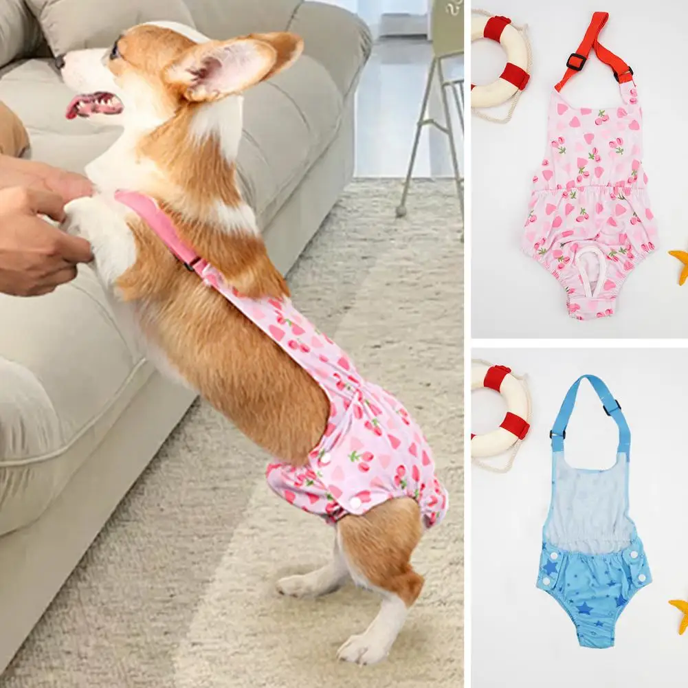 Pet Menstrual Pants Female Dog Diaper Reusable Female Dog Menstrual Pants with Suspender for Heat Washable Pet Period Diapers