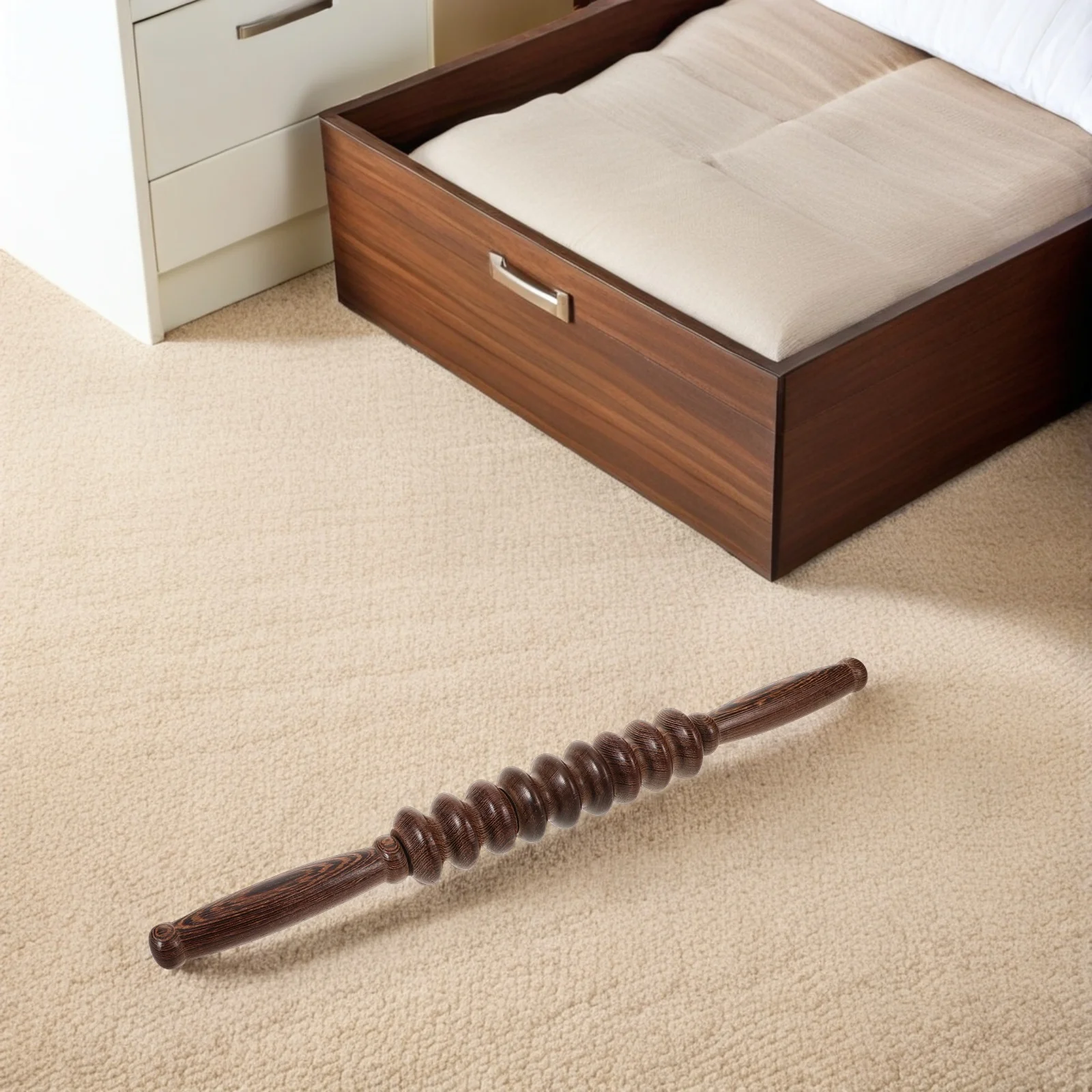 Wood Massage Roller Stick Smooth Ergonomic Design Natural Aesthetic Full Body Use Muscle Stiffness Alleviation