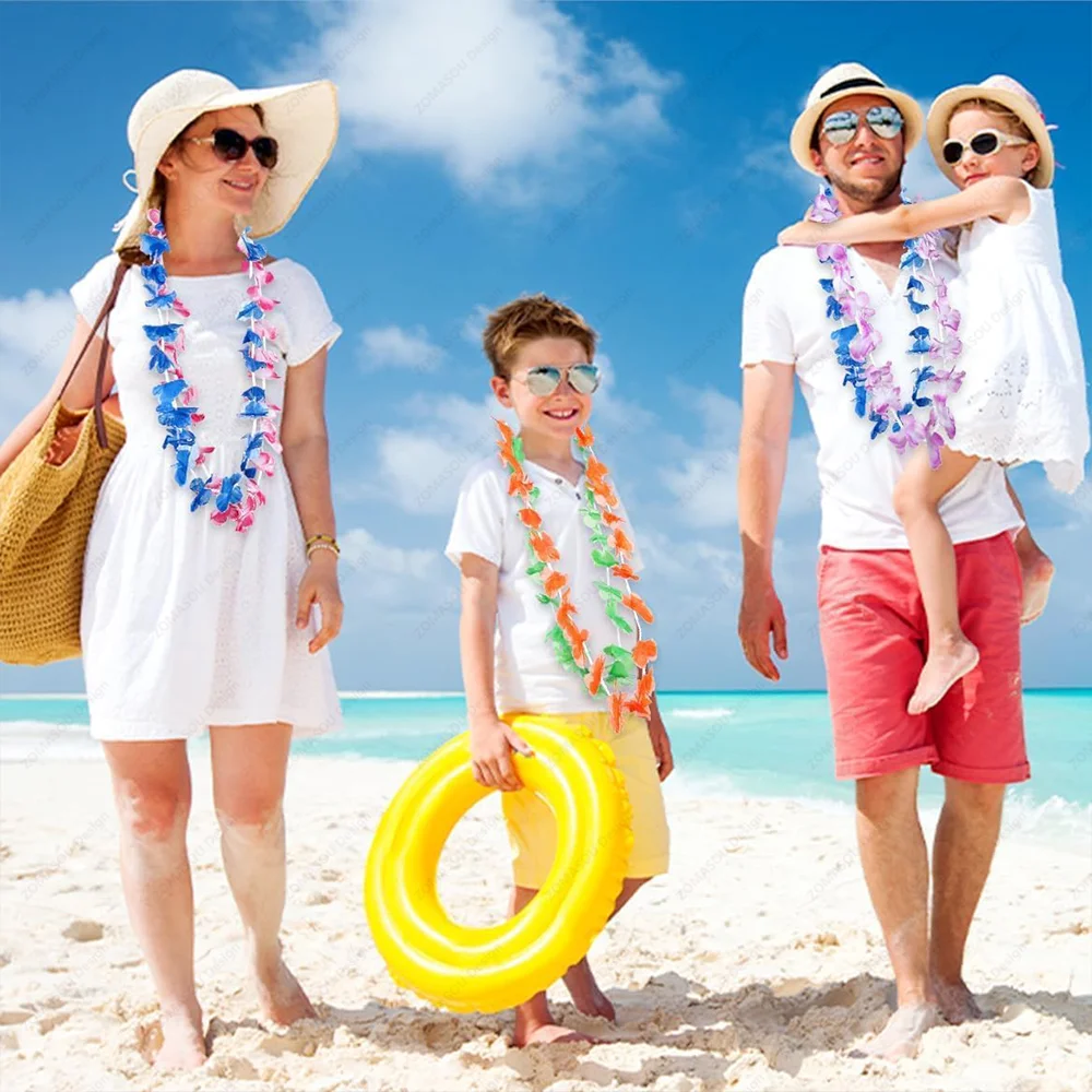 1–150 Stück hawaiianische Leis Bulk hawaiianische Blumen-Halskette, Sommer-Tropen-Girlande, Geburtstagsparty-Dekoration, Luau-Hochzeit, künstliche Blume – Detail 5