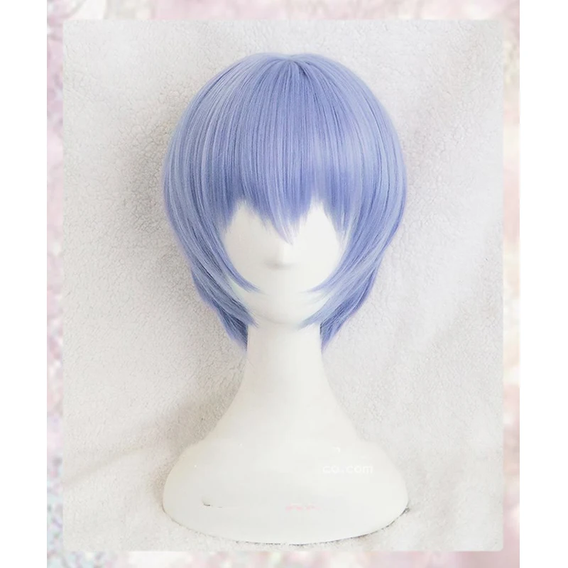 Ayanami Rei Wig EVA High Quality Short Light Blue Heat Resistant Synthetic Hair Cosplay Wigs + Wig Cap + Headwear Haripins