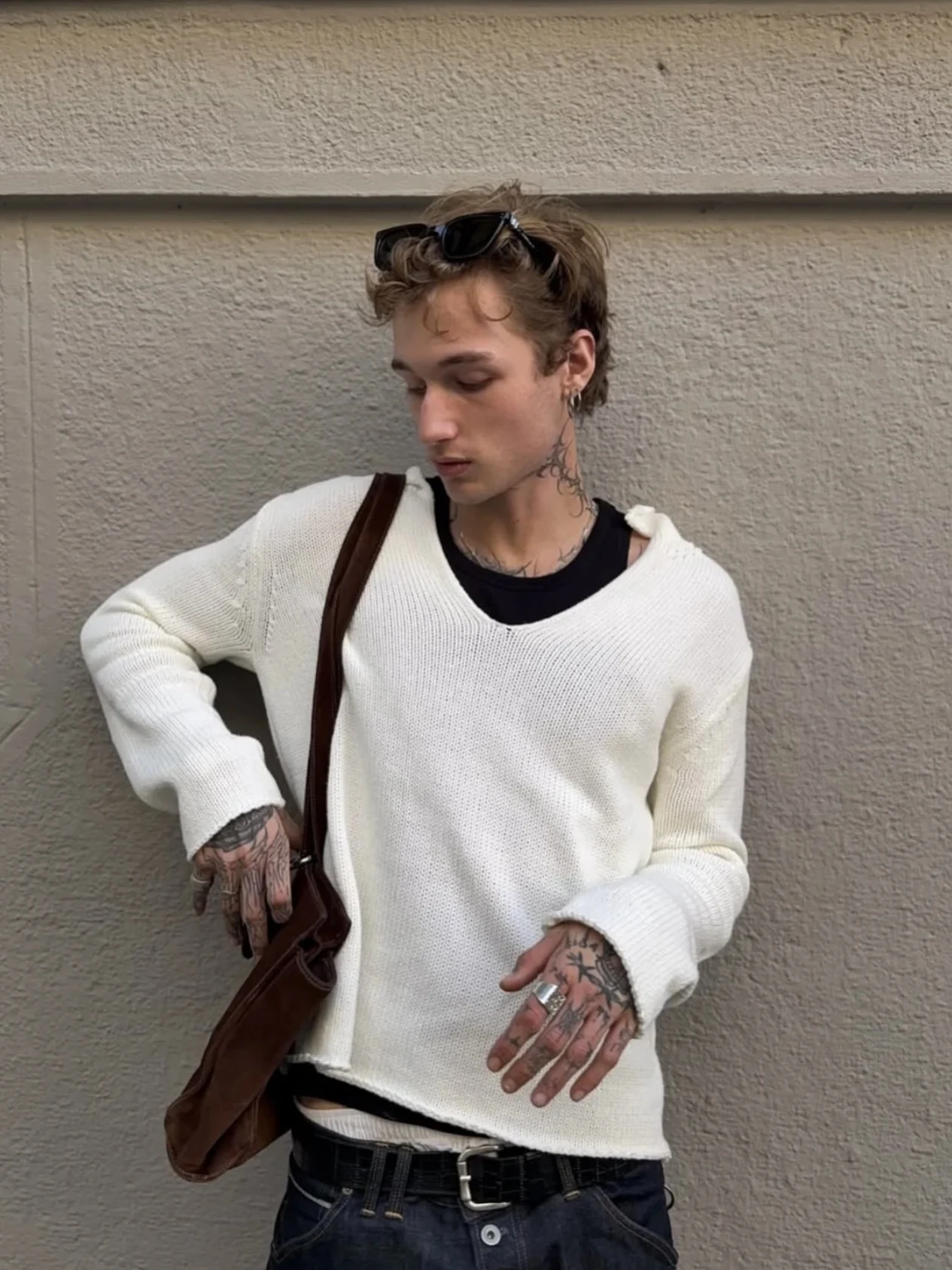 

Tee-Color V-Ne Knitted Sweater Casual Long Sve Lazy Sle Comfortable Breathable ex Knitwear for Daily Wear