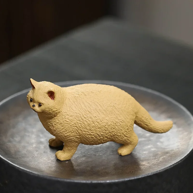 

X22Ceramic Handicraft Artificial Animal Sculpture Cat English Shorthair Decorative Figurines Home Decoration Accessories