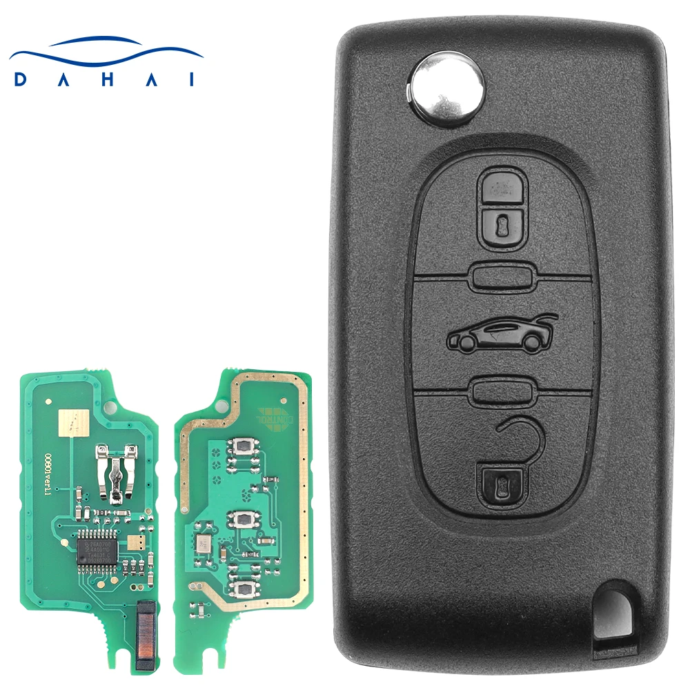 dahai car key CE0536 C4 C5 C6 C8 Xsara Picasso For Peugeot 107 207 307 308 2 Buttons Remote Car Key ASK/FSK 434Mhz For Citroen