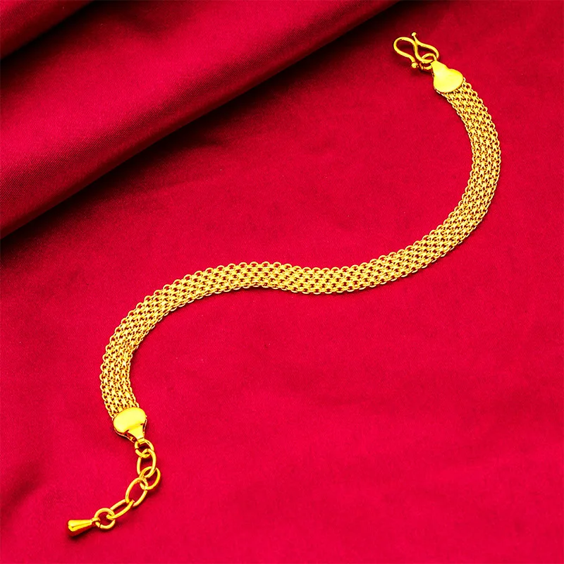 

Women's 24K Gold AU999 Flat Bracelet | Double-sided Qing Dynasty patterns, Hanfu elegance