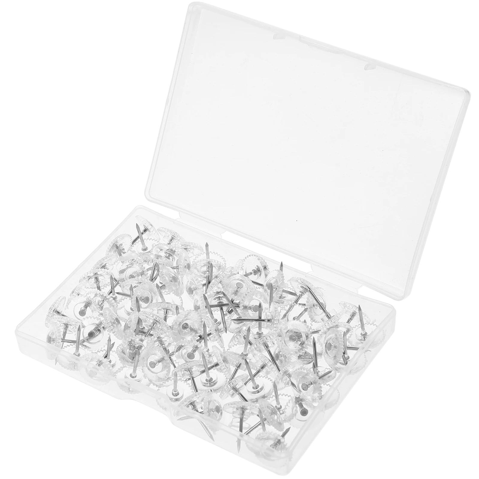 

2 Boxes I-Shaped Transparent Gear Push Pins Door Curtain Thumbtacks for Cork Board Office Wall Map Marking Travel Photos