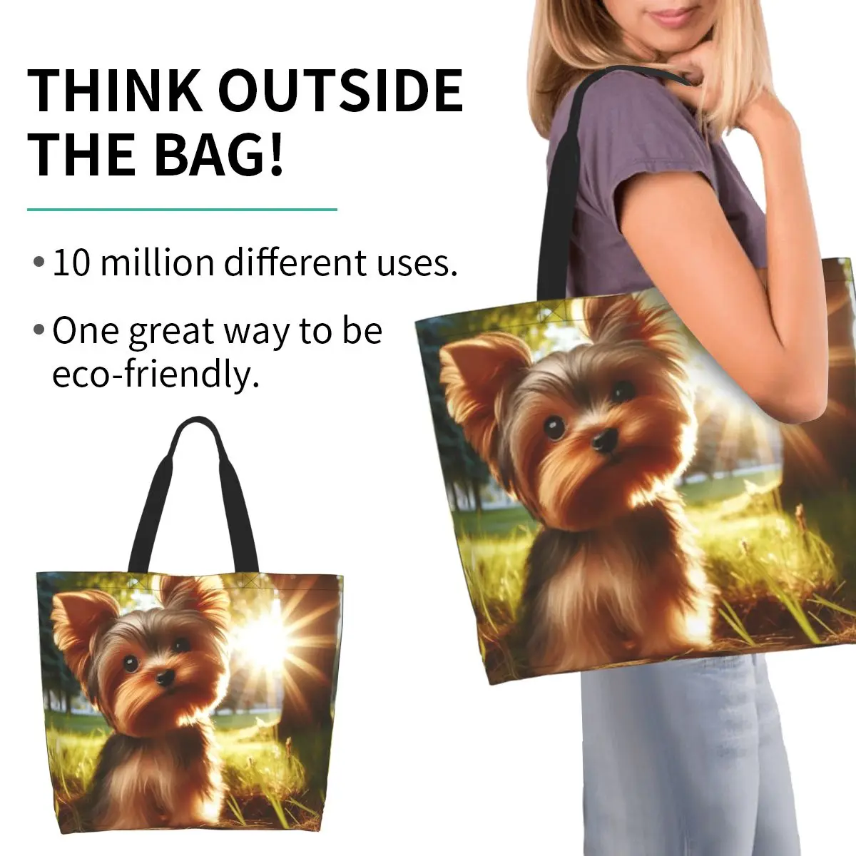 Yorkshire Terrier Dog Yorkie Lover Shopping Tote Bag Canvas Large Capacity Shoulder Bags Shopper Grocery Handbag for Women