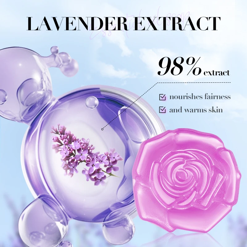 SADOER Lavender Facial Soap Face Wash Foam Facial Cleanser Whitening Moisturizing Anti Wrinkle Acne Body Bathing Soap