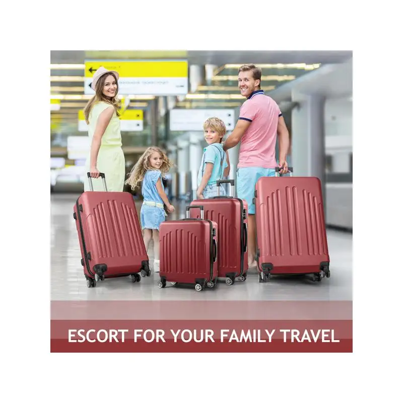 حقيبة تروللي بعجلات 4 في 1 مخططة عمودية منحنية - تصميم أحمر عتيق للسفر والتنظيم #2