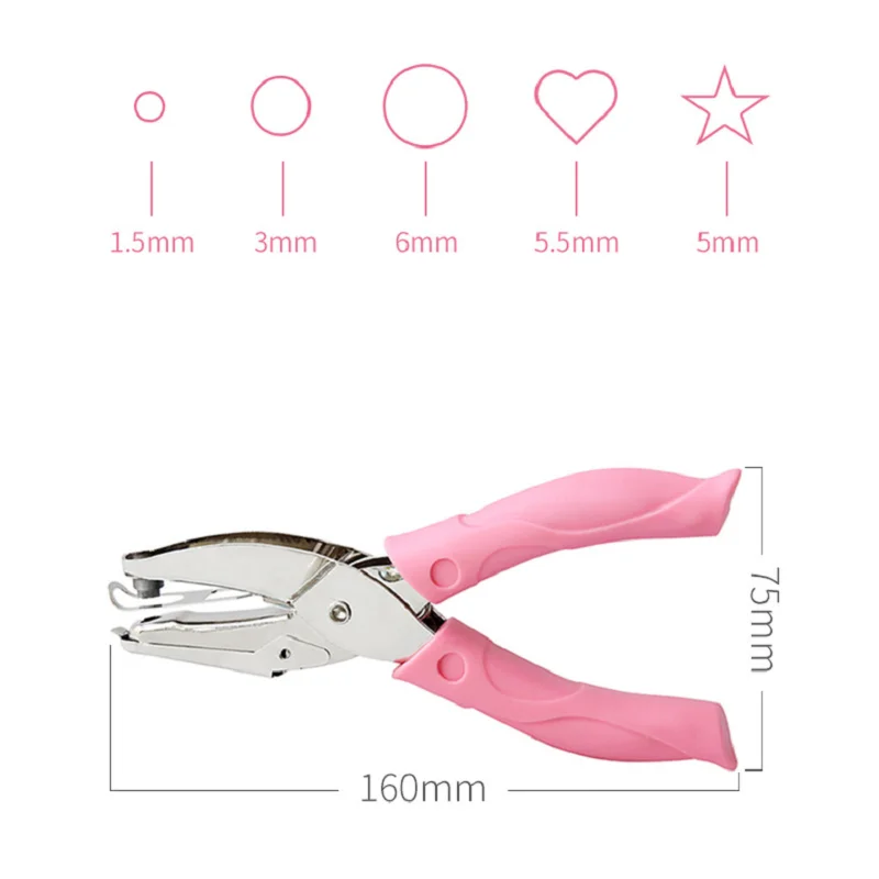 Protable Hole Punch 6mm,3mm,1.5mm Circle Pattern, Heart or Star ; One Punch, One Pattern