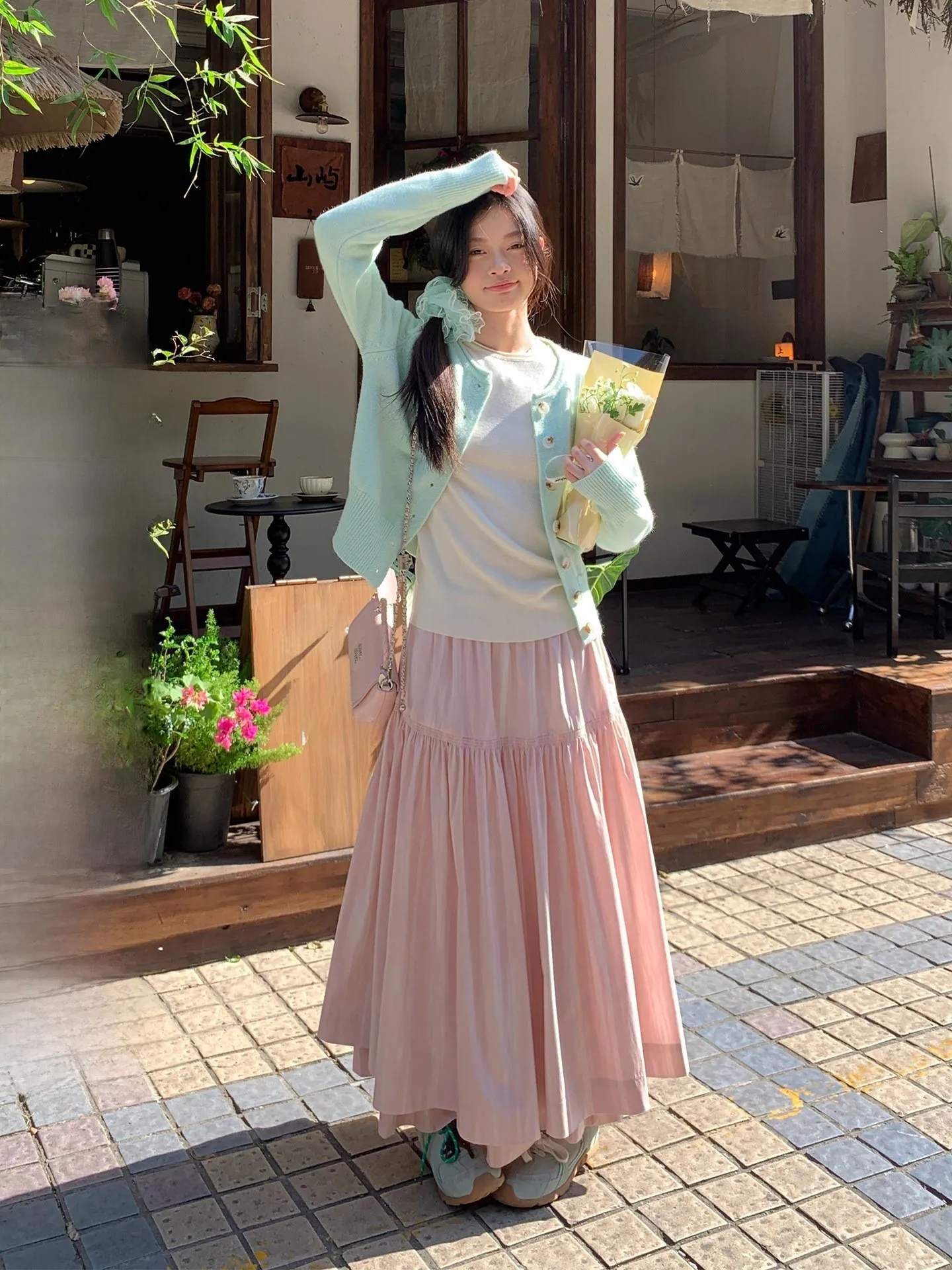 

Нежно-розовая юбка миди А-силуэта для женщин, весенняя, слегка расклешенная, с высокой талией, в корейском стиле, для повседневной носки, свободного кроя