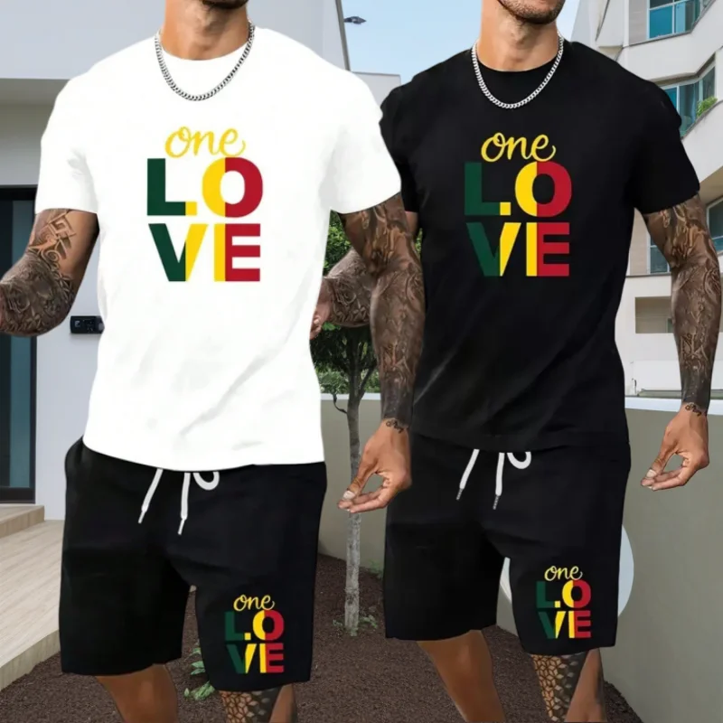 

Комплект из 2 предметов, модный удобный комплект для отдыха, мужские футболки, шорты, подходящие для занятий спортом, фитнесом, летний спортивный костюм