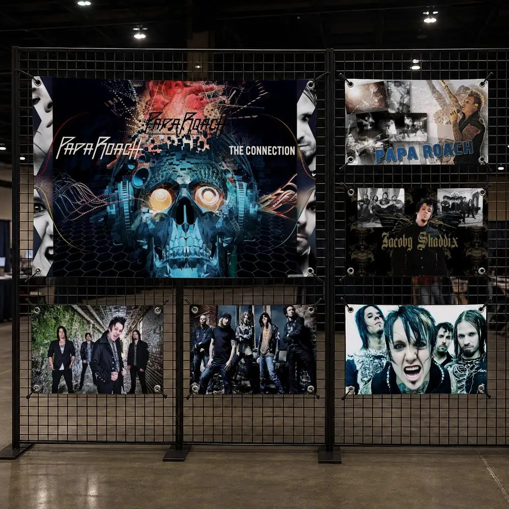 PAPA R-ROACH Heavy Rock Flags Interior Wall Hanging Background Art Banner Bedroom Home Living Room Outdoor Party Decor